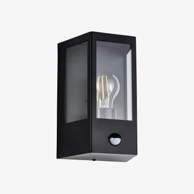 Perch and Parrow Renata Pir Wall Light in Matt Black and Glass