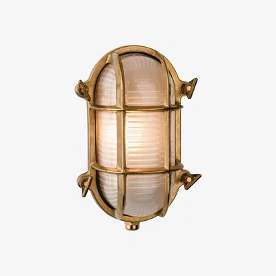 Pagazzi Nautic Oval Antique Brass Outdoor Wall Light