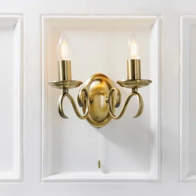 Pagazzi Bernice 2 Light Wall Light Antique Brass