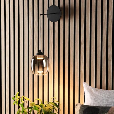 Pagazzi Ramona Black & Smoked Glass LED Pendant Ceiling/Wall Light