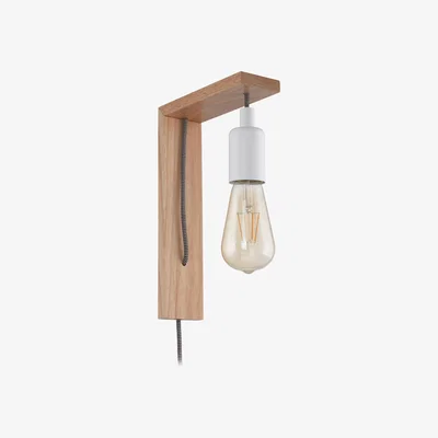 Pagazzi Eglo Tocopilla Plug-in Wall Light Wood and White