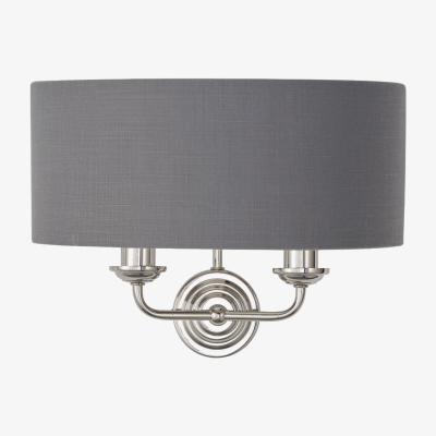 Pagazzi Highclere 2 Light Nickel & Charcoal Wall Light