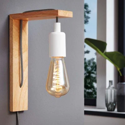 Pagazzi Tocopilla Plug-in Wall Light Wood and White