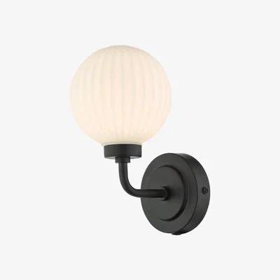 Pagazzi Alrik Matt Black & Opal Wall Light IP44