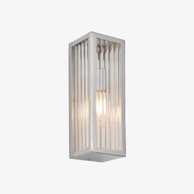 Pagazzi Newham Small Ribbed Glass Wall Light IP44