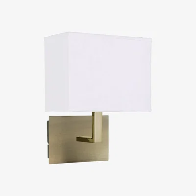 Pagazzi Antique Brass Wall Light with White Shade