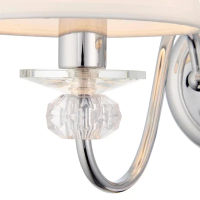 Pagazzi Rada 2 Light Polished Chrome and Clear Acrylic Indoor Wall Light with White Fabric Shades