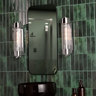 Pagazzi Tommaso Polished Nickel & Glass IP44 Wall Light