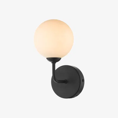 Pagazzi Feya Matt Black Wall Light with Opal Glass