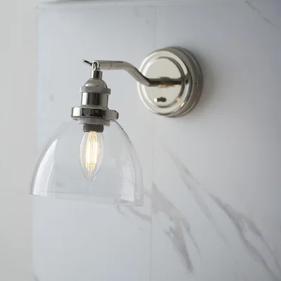 Pagazzi Hansen Polished Nickel & Glass Task Wall Light