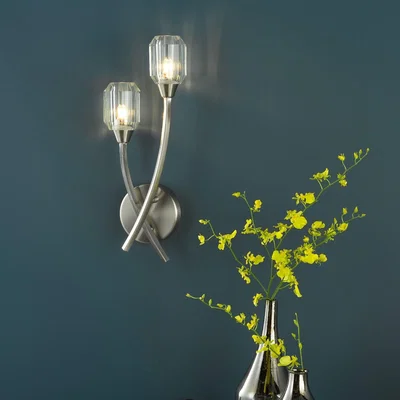 Pagazzi Zonda 2 Light Brushed Nickel & Crystal Wall Light