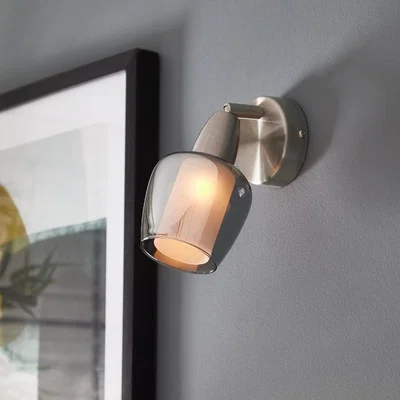Pagazzi Kennen 1 Light Nickel and Smoked Glass Wall Light
