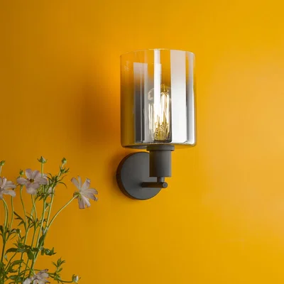 Pagazzi Savannah Matte Black & Smoked Glass Wall Light
