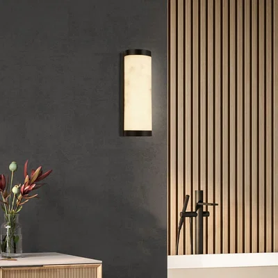 Pagazzi Nile Black & Marble Effect LED Wall Light Small