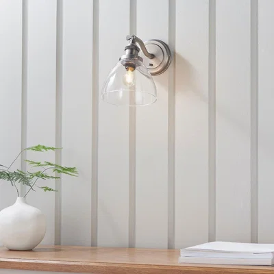Pagazzi Hansen Brushed Silver and Glass Wall Light