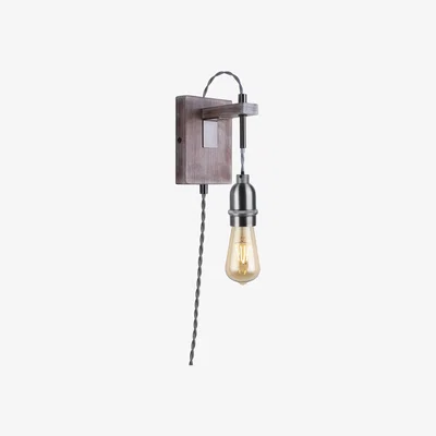 Pagazzi Kai 1 Light Rustic Grey Plug-In Wall Light with Switch Cable