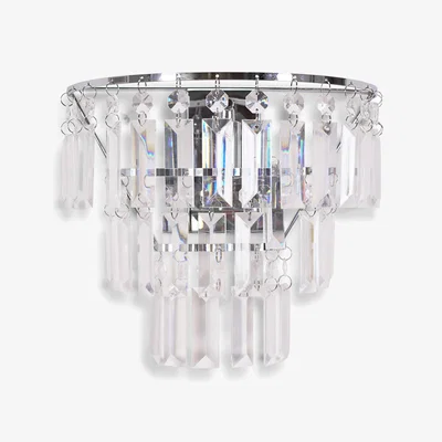 The Range Kelsks Acrylic Jewel Droplets Shade Chrome Stem Wall Light - Silver