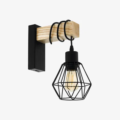 The Range EGLO Townshend 5 BlackOak Wall Light - Black