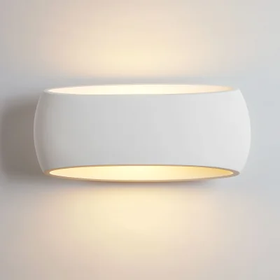 The Range Pack of Two Oval Ceramic Wall Lights - White - White / 40W / 38cm