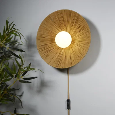 The Range Raffia and Opal Wall Light - Brown