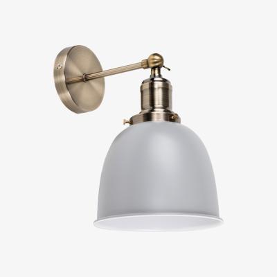 The Range Antique Brass Adjustable Knuckle Joint Wall Light With Grey Dome Shade - Grey