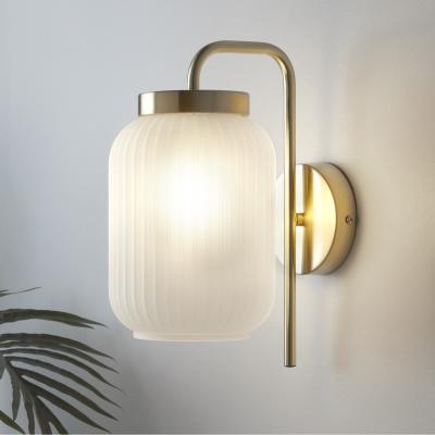 The Range Pearl Frosted Wall Light White - Brass
