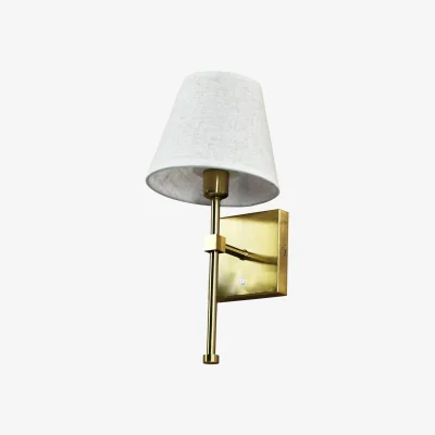 The Range Horrace Wall Light - Satin Brass Plate And Natural Faux Linen