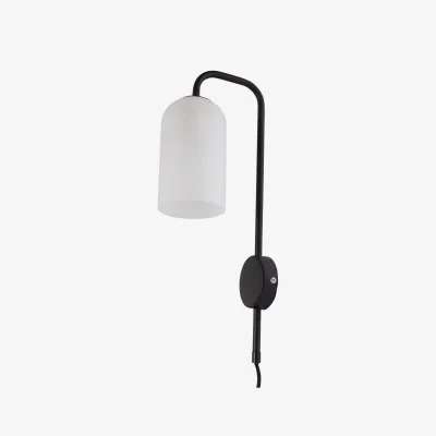 The Range Victoria Plug In Wall Light - Black And Frosted Glass