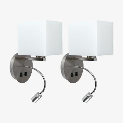 The Range Solara Pair of Silver Indoor Wall TaskReading Light With White Shades - Silver