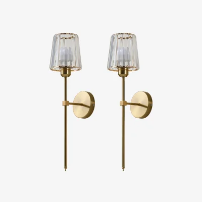 The Range Two Rechargeable Wall Lights with Remote Control RGB Colours - Transparent & Gold
