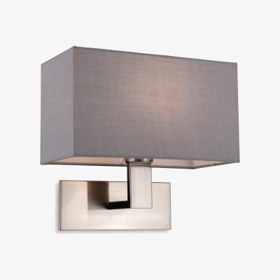 The Range Raffles Wall Lamp Brushed Steel Rectangle Grey Shade - Brushed Steel with Grey Shade