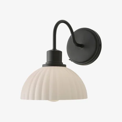 The Range Bourton Wall Light with Ribbed Dome Shade - Black