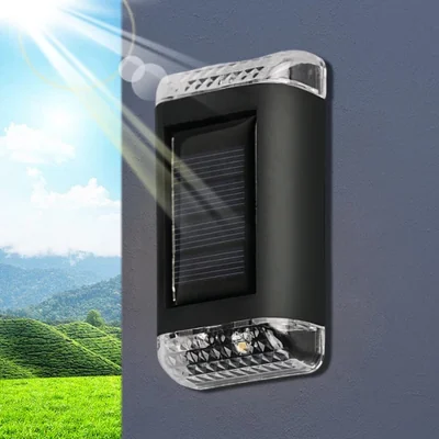 The Range Solar Powered LED Fence Wall Lights  - Black