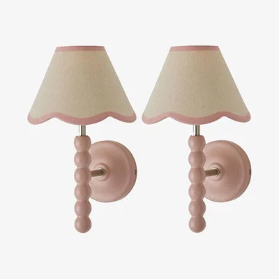 The Range Bobbins Rose Wall Light with Trim Scallop Shade - Rose Pink / 2