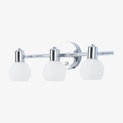 The Range Triple Sconce Light with 3 Frosted Shades, Chrome Fixture - Grey