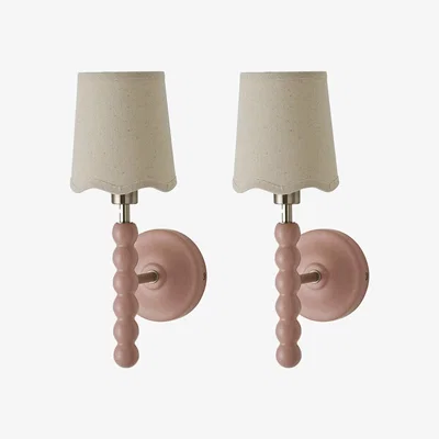 The Range Bobbins Pastel Wall Light with Scallop Shade - Rose Pink / 2