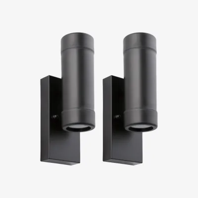 The Range Set Of 2 Gale Polypropylene Coastal Dusk Dawn Wall Lights - Black & Clear