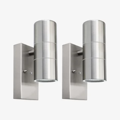 The Range Set Of 2 Blaze Marine Grade Stainless Dusk Dawn Sensor Wall Lights - Marine Grade & Clear