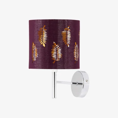 The Range Brea Chrome Wall Light With Burgundy Fern Shade - Chrome & Burgundy