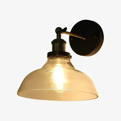 The Range Industrial Armed Sconce with Glass Shade - Black and Brass / 2.0kg