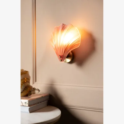 Rockett St George Stunning Pink Glass Shell Wall Light