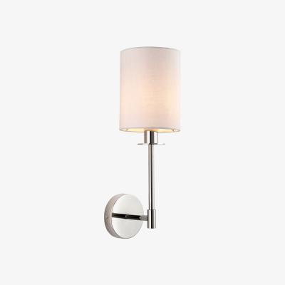 The Range Pistoia Shade Wall Lamp Bright Nickel Plate Vintage White Fabric - Bright Nickel