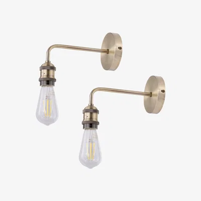 The Range Set Of 2 Isaac Antique Brass Wall Lamps - Antique Brass