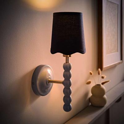 The Range Bobbins Pastel Wall Light with Linen Scallop Shade - Blue / 1
