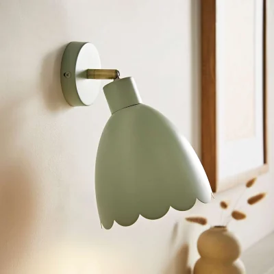 The Range Millie Scallop Adjustable Wall Light - Sage Green / Metal / 0.7kg