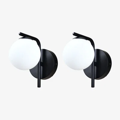 The Range Set Of 2 Grosvenor Wall Lights - Black And White Glass