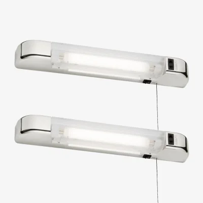The Range Set Of 2 Rise Chrome Bathroom Shaver Lights - Chrome & Frosted