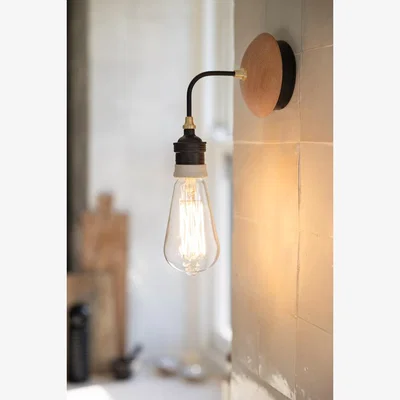 Rockett St George Black Metal & Wood Wall Light
