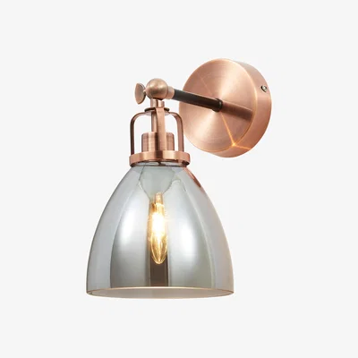 The Range Indy 1 Light Wall Light with Smoke Shade - Copper