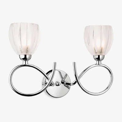 The Range Grove 2 Light Indoor Wall Light Chrome Frosted Decorative Glass G9 - Chrome
